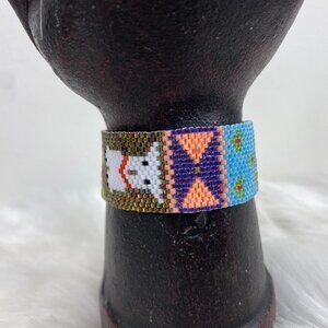 Handmade Bead Loom Llama or Dog Seed Bead Beaded Bracelet